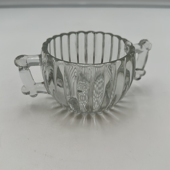 Jeannette Glass Clear Sugar Creamer Set Vintage Ribbed Hobnail Bottom - Picture 8 of 16